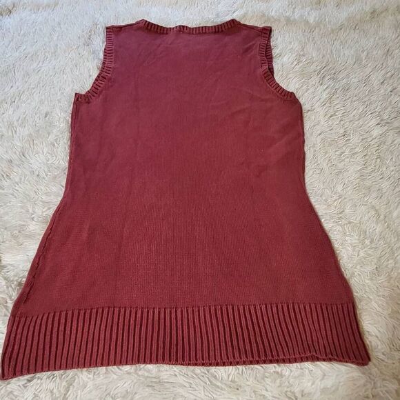 Men sleeveless v neck cable vest knit sweater M - Picture 4 of 6